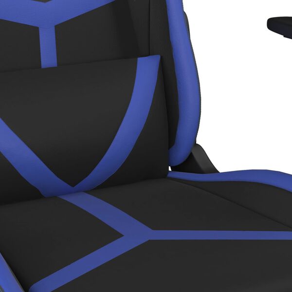 vidaXL Καρέκλα Gaming Μασάζ Υποπόδιο Μαύρο/μπλε από Συνθετικό Δέρμα