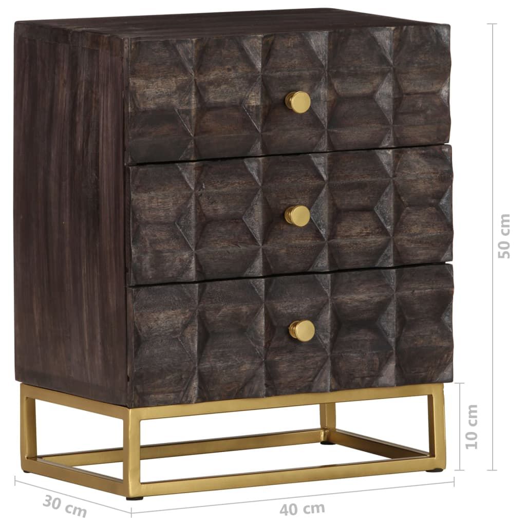 vidaXL Κομοδίνο Μαύρο 40 x 30 x 50 εκ. από Μασίφ Ξύλο Μάνγκο