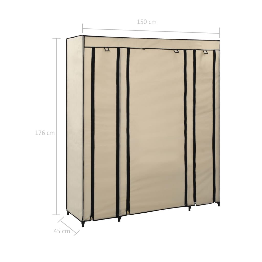 vidaXL Ντουλάπα με Ράφια / Σωλήνες Κρεμ 150x45x176 εκ. Υφασμάτινη