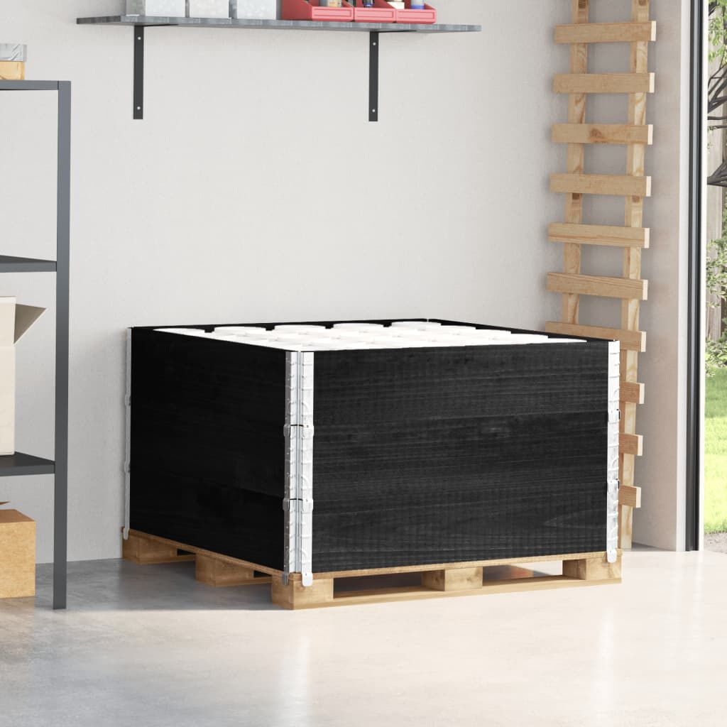 vidaXL Κολάρα Παλέτας 3 τεμ. Μαύρο 100x100 εκ. από Μασίφ Ξύλο Πεύκου