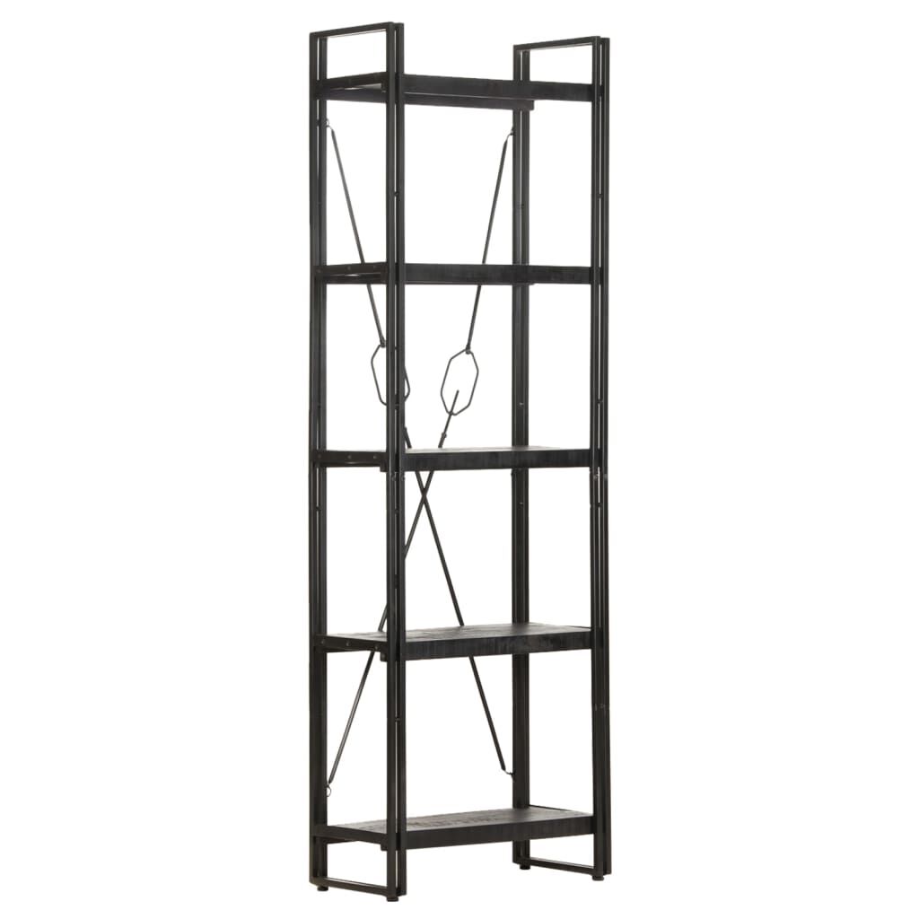 vidaXL Βιβλιοθήκη με 5 Επίπεδα Μαύρη 60x30x180 εκ. Μασίφ Ξύλο Μάνγκο