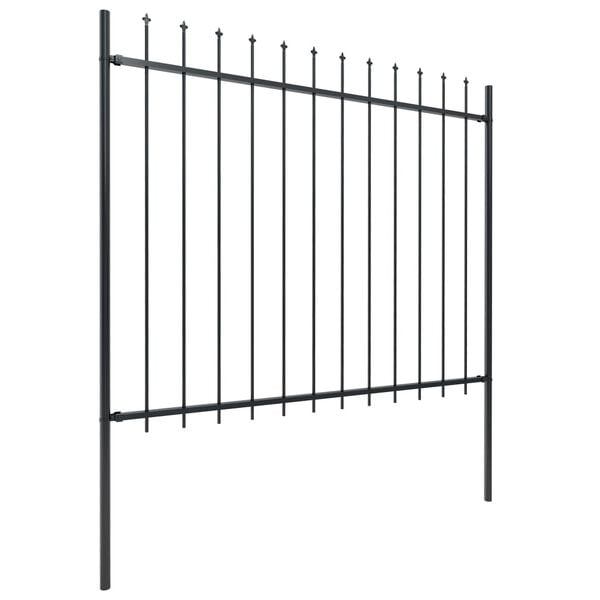 vidaXL Κάγκελα Περίφραξης με Λόγχες Μαύρα 6,8 x 1,5 μ. από Χάλυβα