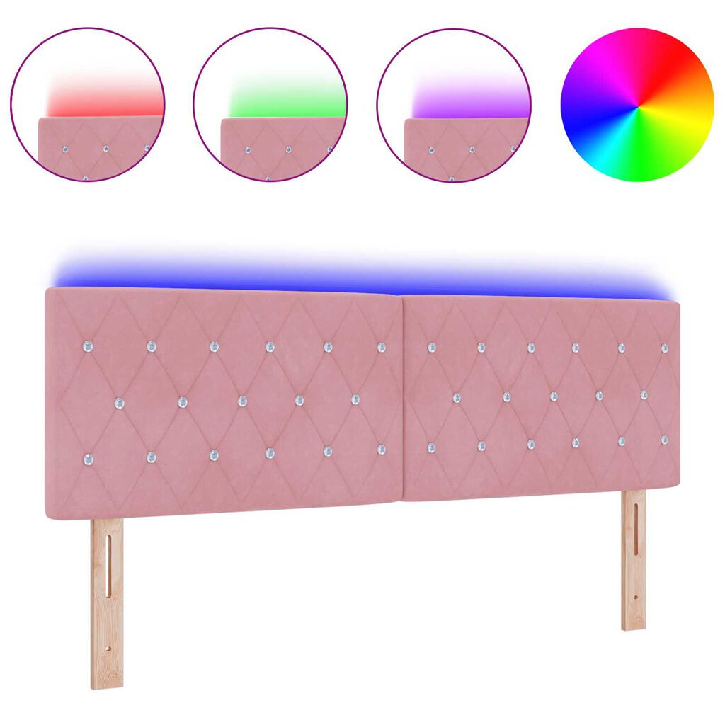 vidaXL Κεφαλάρι LED με φώτα λωρίδας LED Argyle Ροζ 80 cm Βελούδο