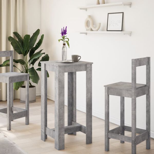 vidaXL Τραπέζι Μπαρ Γκρι Σκυροδέματος 51x50x103,5 εκ. Επεξ. Ξύλο
