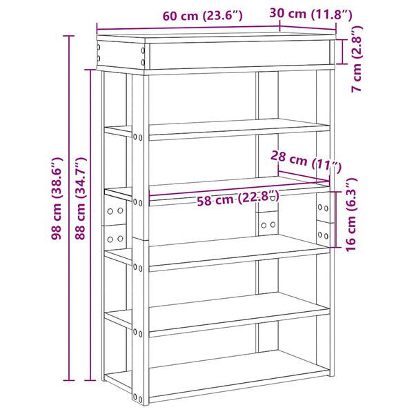 vidaXL Παπουτσοθήκη Λευκή 60x30x98 εκ. από Επεξεργασμένο Ξύλο