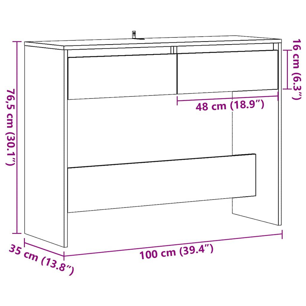 vidaXL Τραπέζι Κονσόλα Αρτισιανή Δρυς 100x35x76,5εκ Επεξεργασμένο Ξύλο