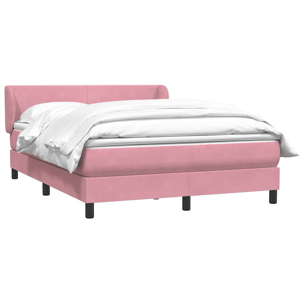 vidaXL Box Spring κρεβάτι με στρώμα ροζ 140x220 cm Βελούδινο
