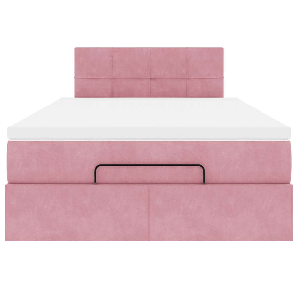 vidaXL Οθωμανικό κρεβάτι με στρώμα ροζ 120x200cm Velvet