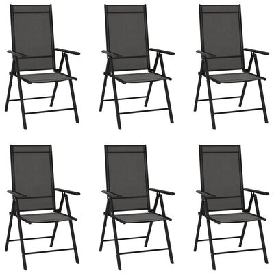vidaXL Καρέκλες Κήπου Πτυσσόμενες 6 τεμ. Μαύρες από Textilene