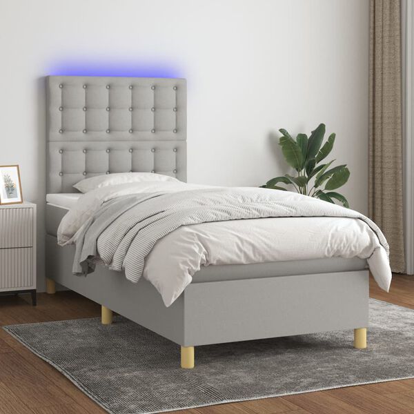 vidaXL &Kappa;&rho;&epsilon;&beta;ά&tau;&iota; Boxspring &mu;&epsilon; &Sigma;&tau;&rho;ώ&mu;&alpha; & LED &Alpha;&nu;.&Gamma;&kappa;&rho;&iota; 90x190 &epsilon;&kappa;. &Upsilon;&phi;&alpha;&sigma;&mu;ά&tau;&iota;&nu;&omicron;