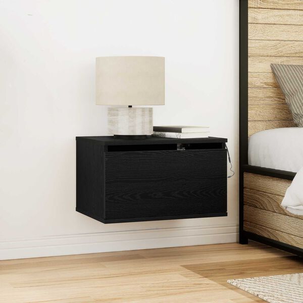 vidaXL Τοίχου κομοδίνο Μαύρη δρυς 50 x 36 x 30 εκ Επεξεργασμένο ξύλο