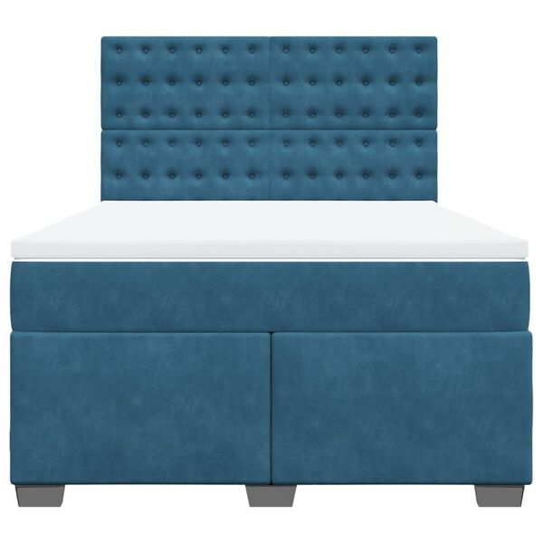 vidaXL Κρεβάτι Boxspring με Στρώμα Μπλε 140x200 εκ. Βελούδινο