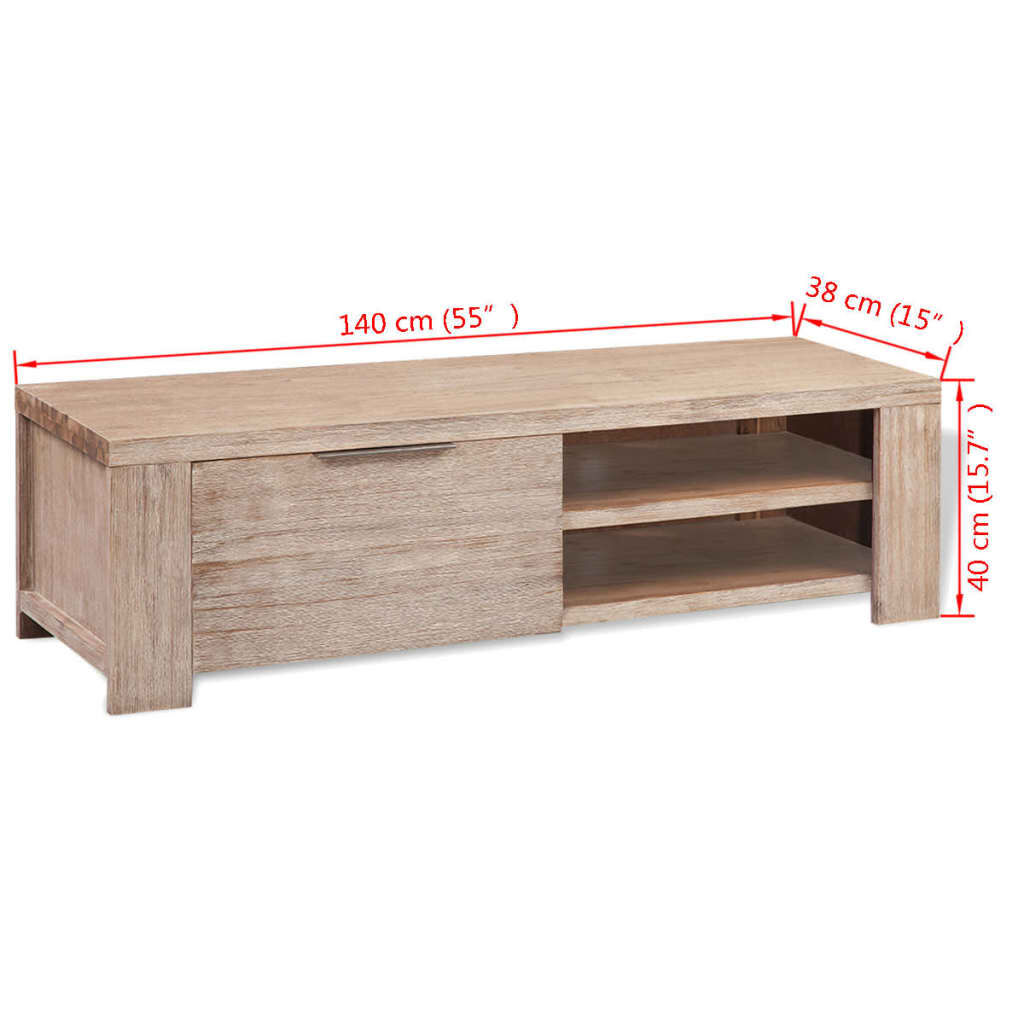 vidaXL Έπιπλο Τηλεόρασης 140x38x40 εκ. Μασίφ Βουρτσισμένο Ξύλο Ακακίας
