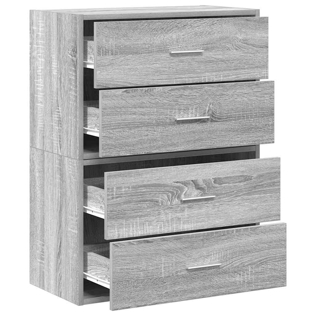 vidaXL Ντουλάπια με 2 συρτάρια 2 τεμ. Γκρι Sonoma 60x31x40 εκ.