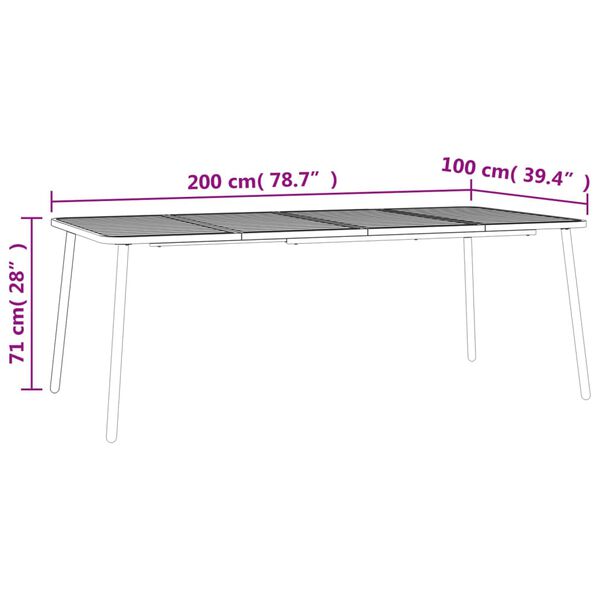 vidaXL Τραπέζι Κήπου Ανθρακί 200x100x71 εκ. Ατσάλινο