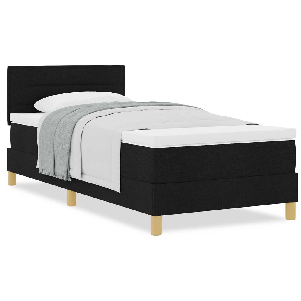 vidaXL Κρεβάτι Box Spring με Στρώμα Μαύρο 80x200 εκ Ύφασμα