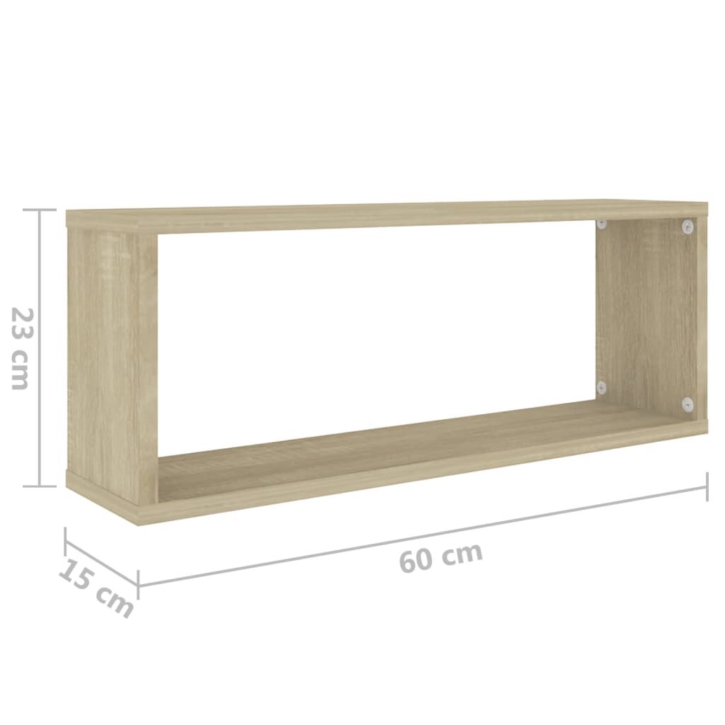 vidaXL Ράφια Κύβοι Τοίχου 6 τεμ. Sonoma Δρυς 60x15x23 εκ. Επεξ. Ξύλο