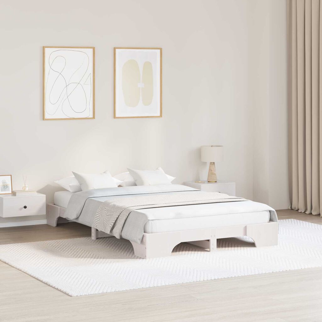 vidaXL Κρεβάτι Λευκό Ξύλο 140 x 190 cm Κρεβάτι Ορθογώνιο Μοντέρνο