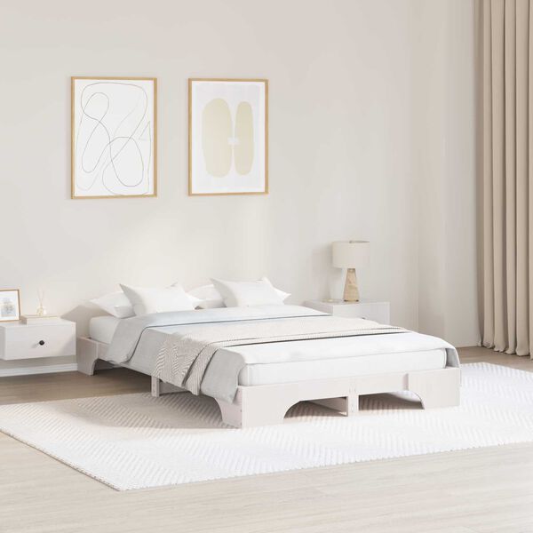 vidaXL Κρεβάτι Λευκό Ξύλο 140 x 190 cm Κρεβάτι Ορθογώνιο Μοντέρνο