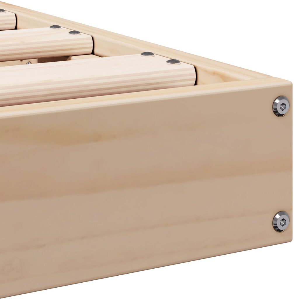 vidaXL Κρεβάτι Δαπέδου Λευκό 140x220 εκ. Μασίφ Ξύλο Πεύκου