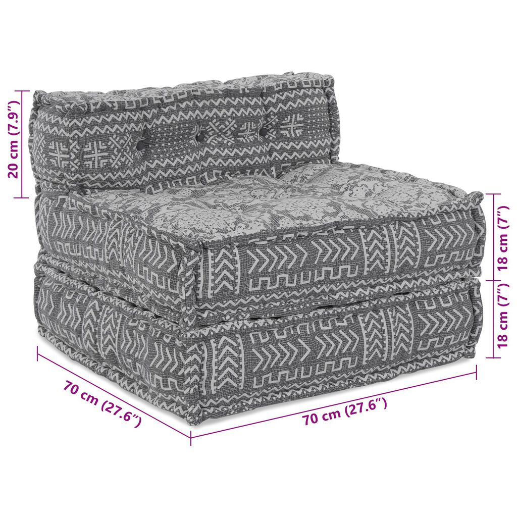vidaXL Καναπές Με 4 Θέσεις Modular Pouffe, Μετατρέψιμος, Ανοιχτό Γκρι Υφάσμα