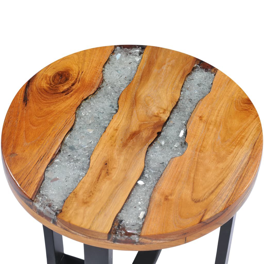 vidaXL Τραπεζάκι Σαλονιού 40x45 εκ. από Μασίφ Ξύλο Teak / Συνθ. Ρητίνη