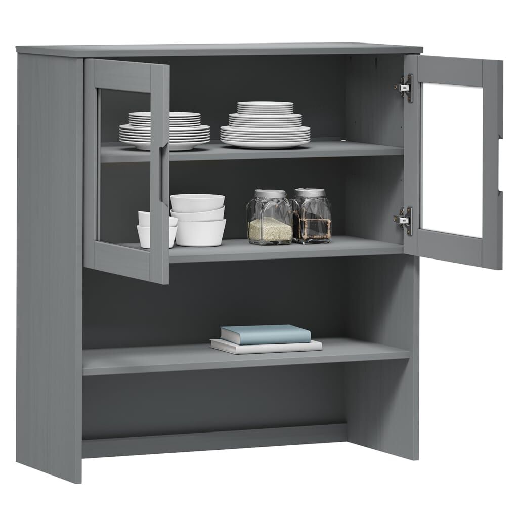vidaXL Πάνω Μέρος Ντουλαπιού MOLDE Γκρι 90x35x100 εκ. Μασίφ Πεύκο