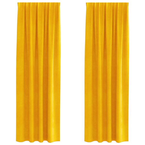 vidaXL Κουρτίνες 2 pcs κίτρινο μουσταρδί 140 x 245 cm Βελούδο