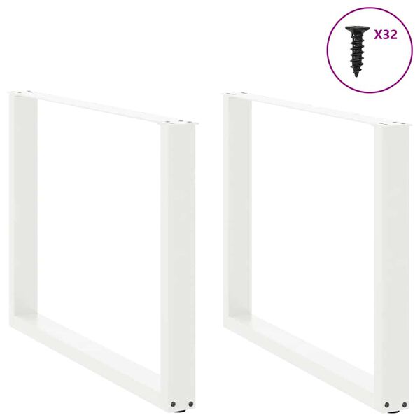 vidaXL Πόδια Τραπεζαρίας σε Σχήμα U 2 τεμ. Λευκά 100x(72-73) εκ. Ατσάλι
