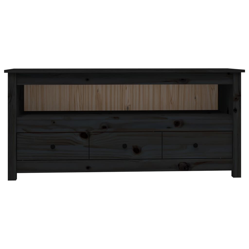 vidaXL Έπιπλο Τηλεόρασης Μαύρο 114 x 35 x 52 εκ. από Μασίφ Ξύλο Πεύκου