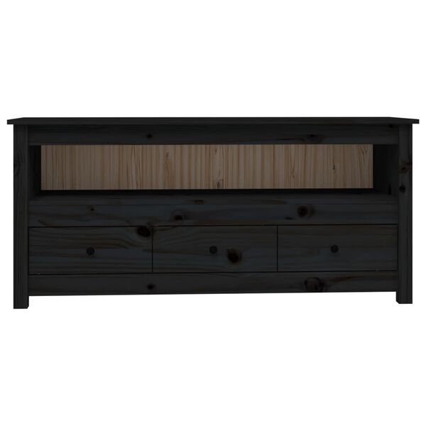 vidaXL Έπιπλο Τηλεόρασης Μαύρο 114 x 35 x 52 εκ. από Μασίφ Ξύλο Πεύκου