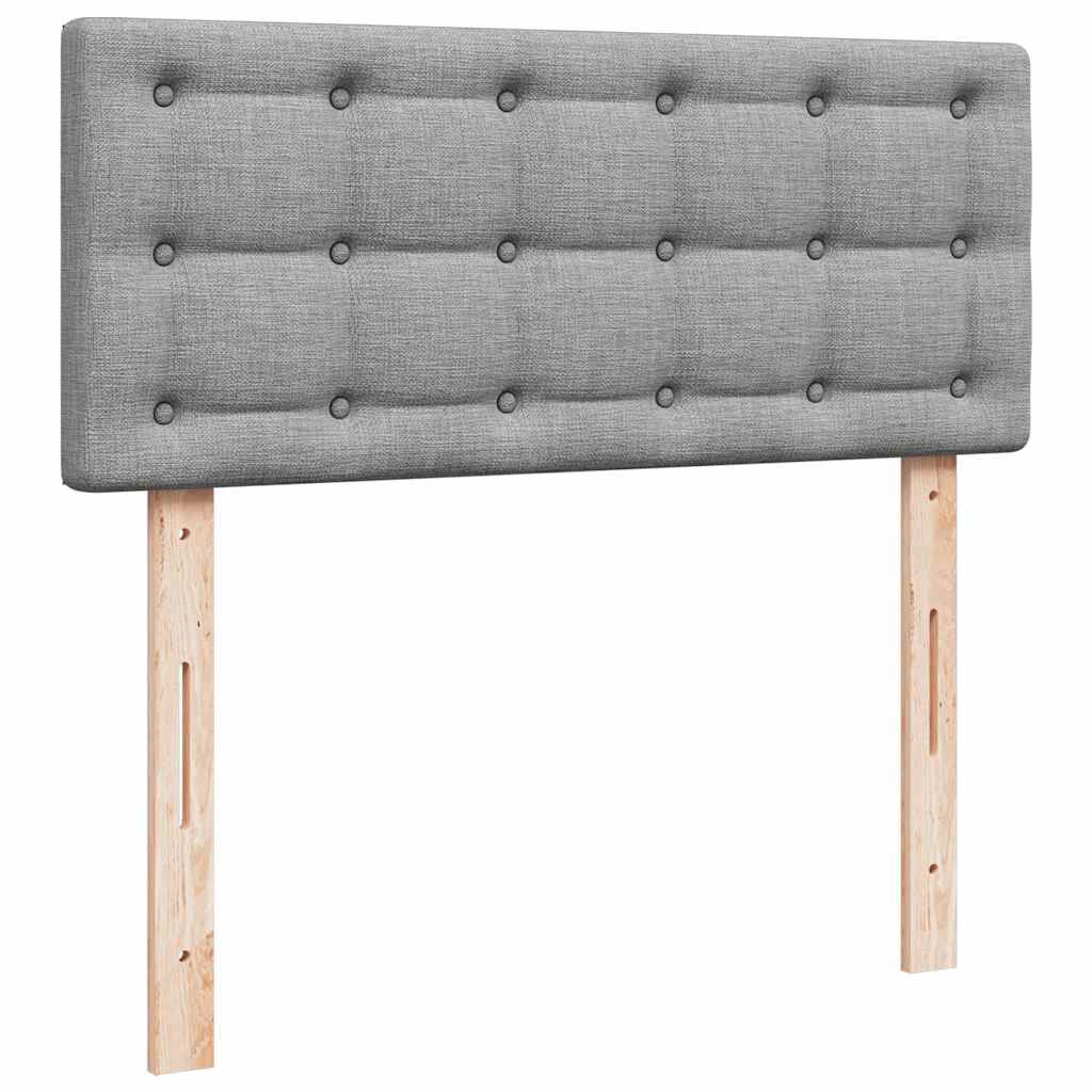 vidaXL Οθωμανικό κρεβάτι με στρώμα & LEDs Ανοιχτό γκρι Ύφασμα