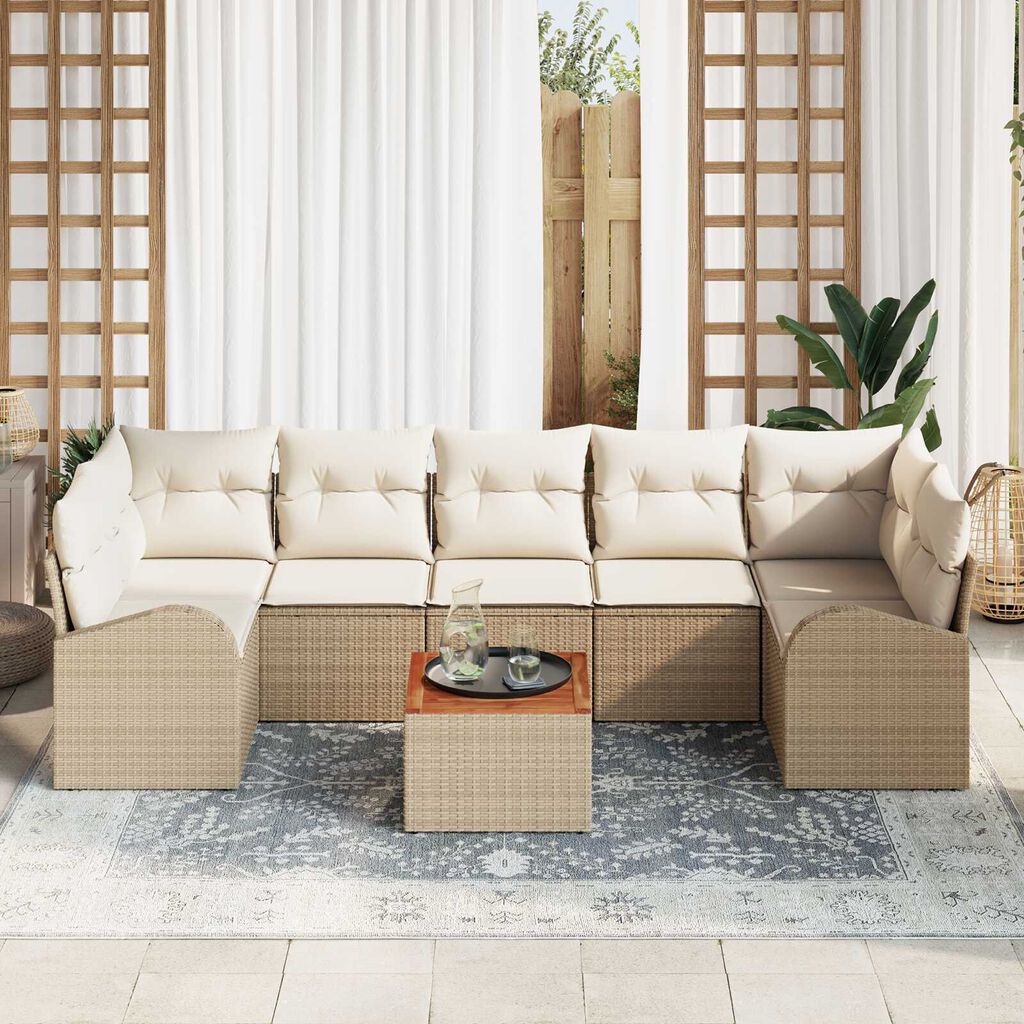 vidaXL Σετ Σαλονιού Κήπου 8 pcs Beige, λευκό Μεγάλο