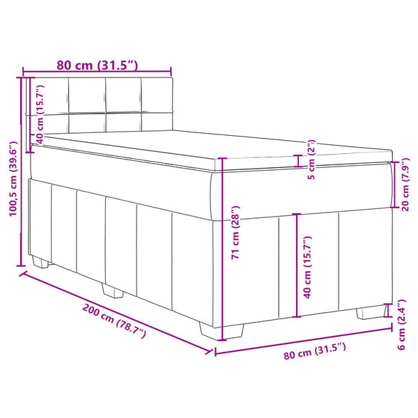 vidaXL Κρεβάτι Boxspring με Στρώμα Σκούρο Γκρι 80x200 εκ. Υφασμάτινο