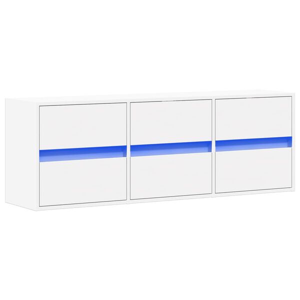 vidaXL Έπιπλο Τοίχου Τηλεόρασης με LED Λευκό 130x31x45 εκ.