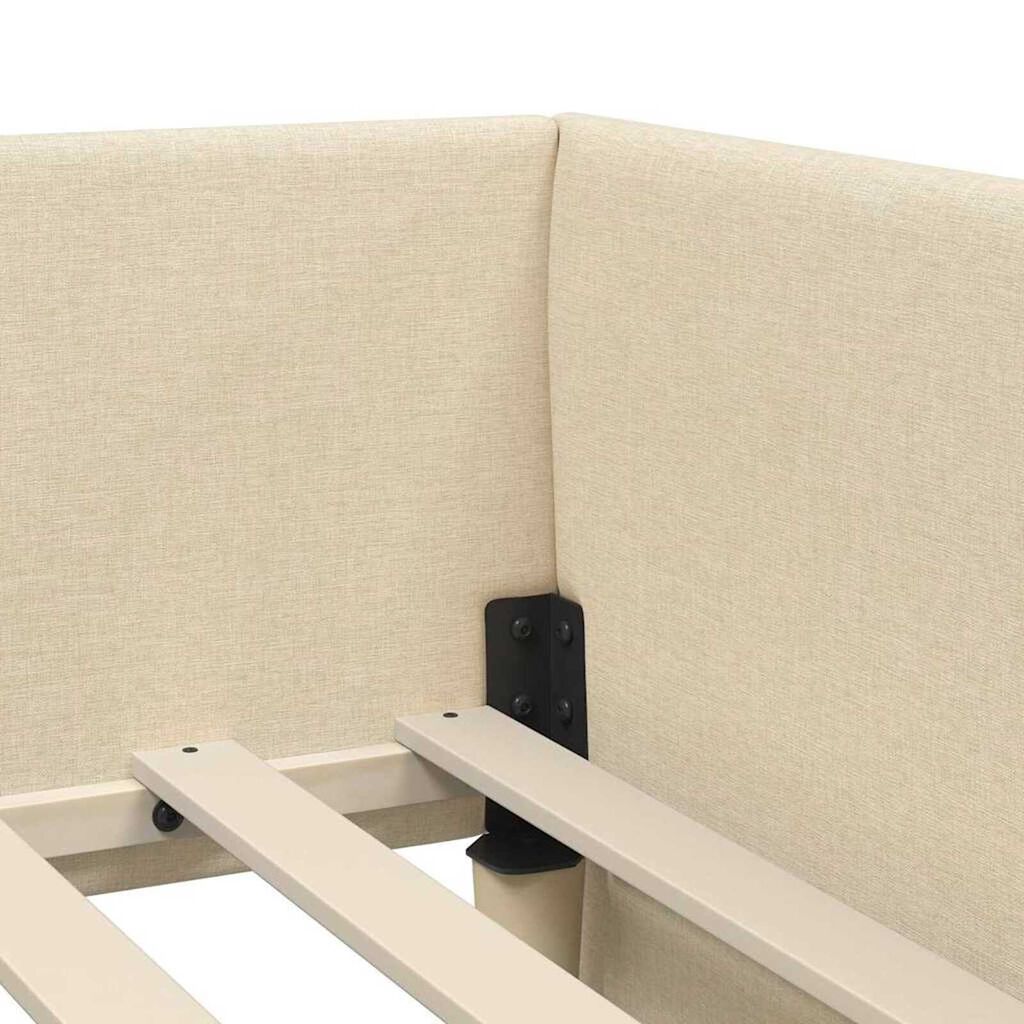 vidaXL Κρεβάτι Γωνίας Κρεμ 80 x 200 cm Ύφασμα και Έργο ξύλου