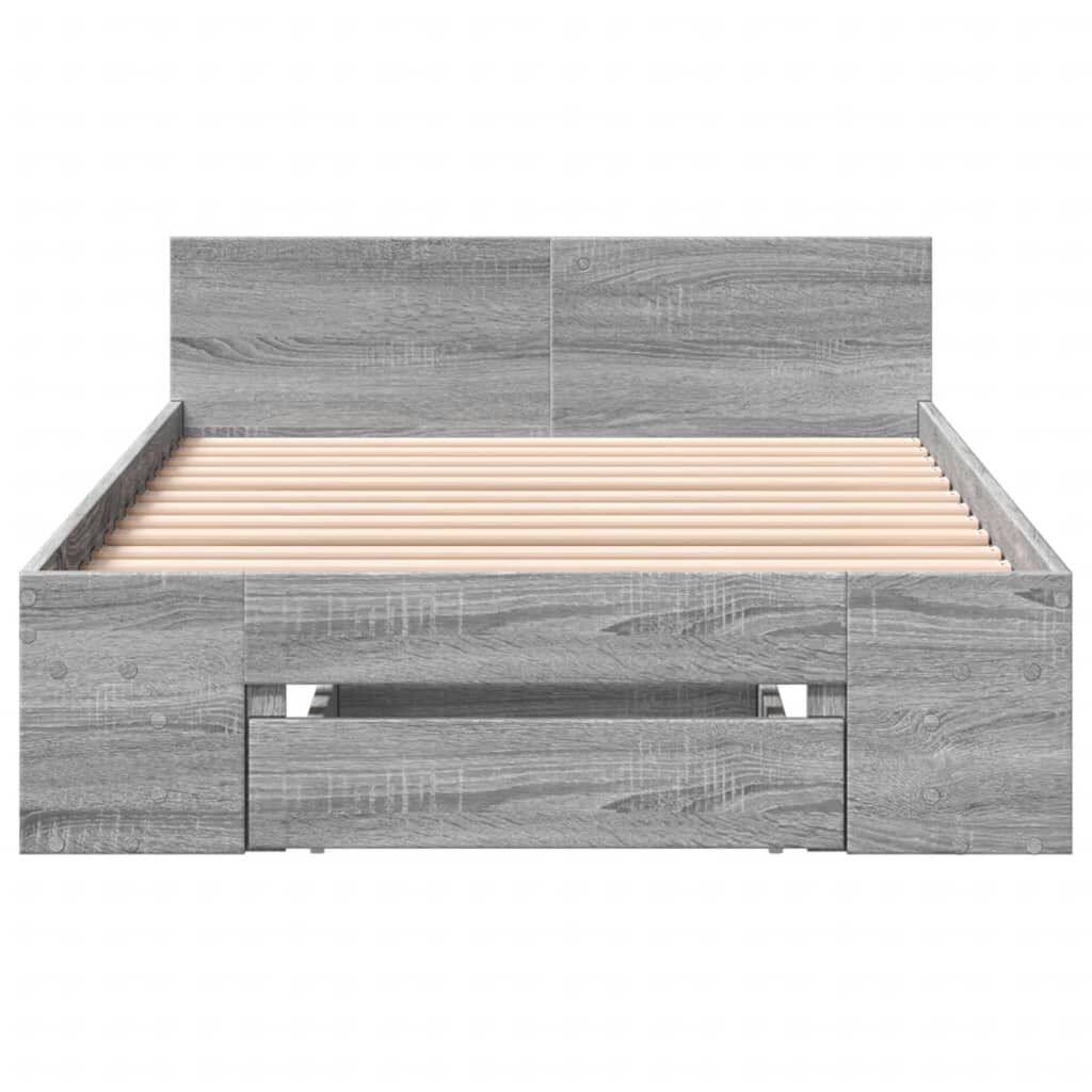 vidaXL Πλαίσιο Κρεβατιού με συρτάρια Γκρι sonoma 90x200εκ. Επεξ. Ξύλο