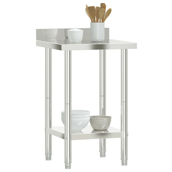 vidaXL Πάγκος Εργασίας Κουζίνας με Πλάτη 55x55x93 εκ. Ανοξείδ. Ατσάλι
