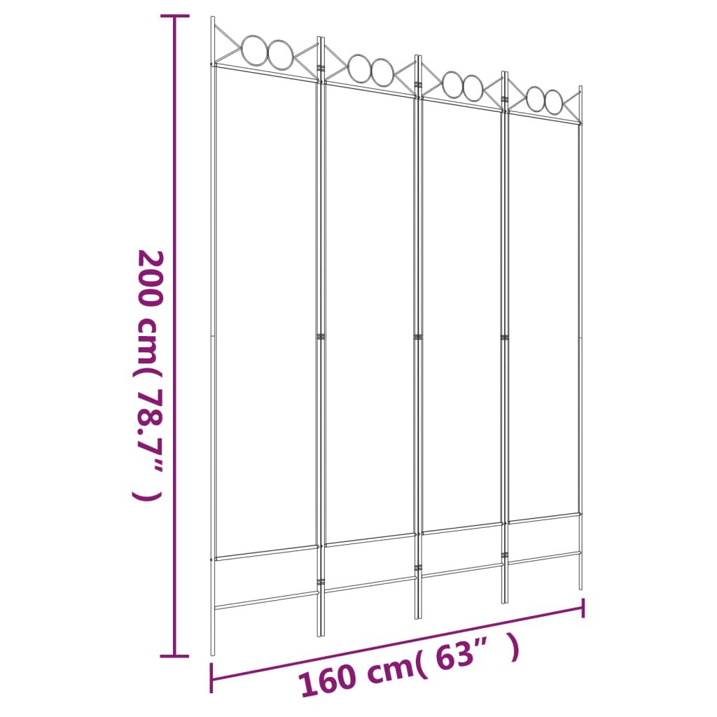 vidaXL Διαχωριστικό Δωματίου με 4 Πάνελ Καφέ 160x200 εκ. από Ύφασμα