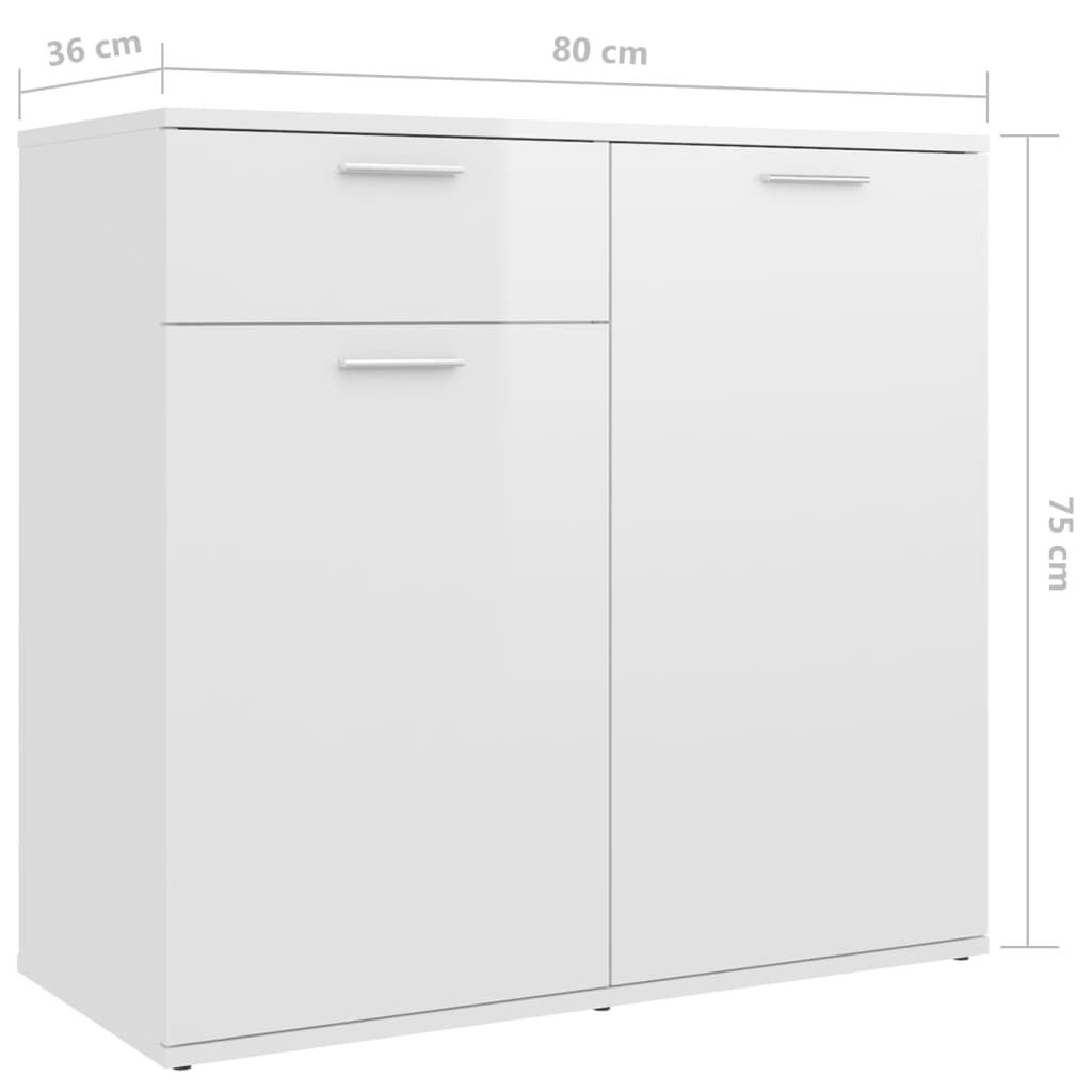 vidaXL Μπουφές Γυαλιστερό Λευκό 160 x 36 x 75 εκ. από Επεξ. Ξύλο