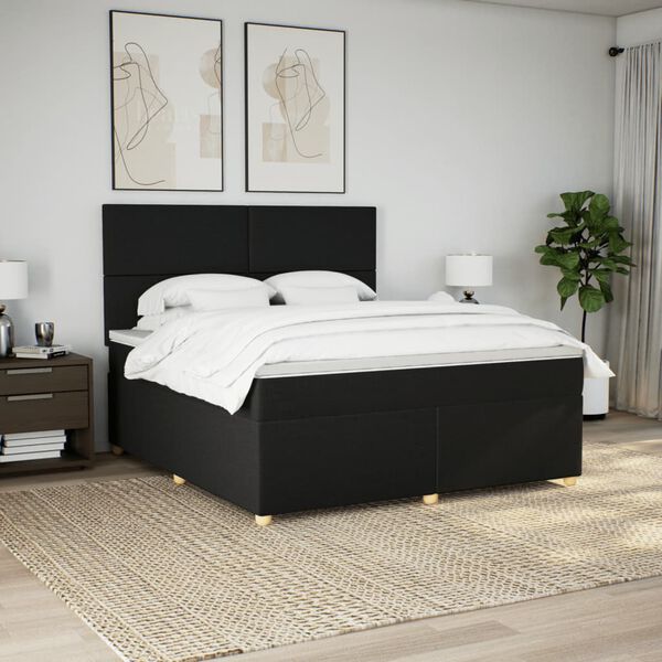 vidaXL &Kappa;&rho;&epsilon;&beta;ά&tau;&iota; Boxspring &mu;&epsilon; &Sigma;&tau;&rho;ώ&mu;&alpha; &Mu;&alpha;ύ&rho;&omicron; 180x200 &epsilon;&kappa;. &Upsilon;&phi;&alpha;&sigma;&mu;ά&tau;&iota;&nu;&omicron;