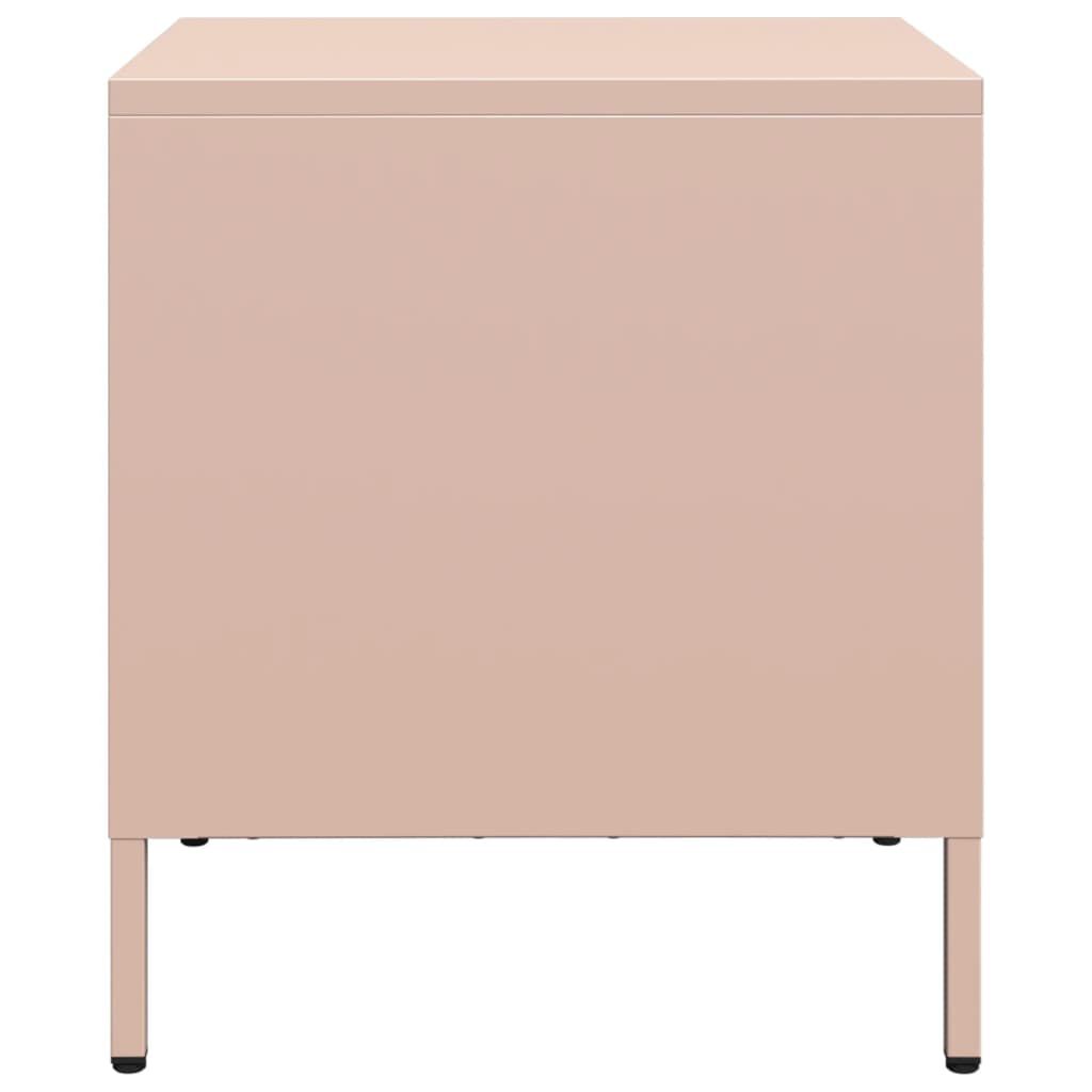 vidaXL Κομοδίνο Ροζ 35x39x43,5 εκ. από Χάλυβα