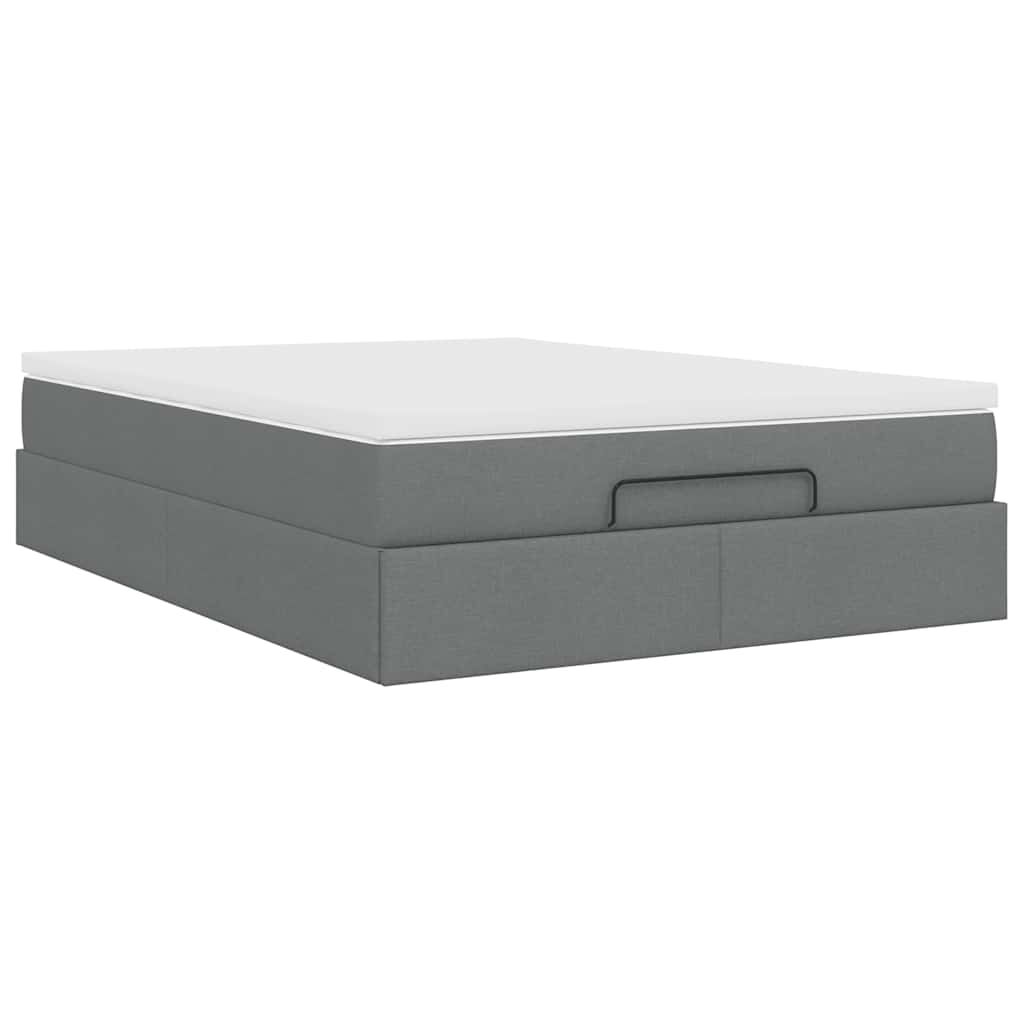 vidaXL Οθωμανικό κρεβάτι με στρώμα Σκούρο γκρι 140x200cm ύφασμα