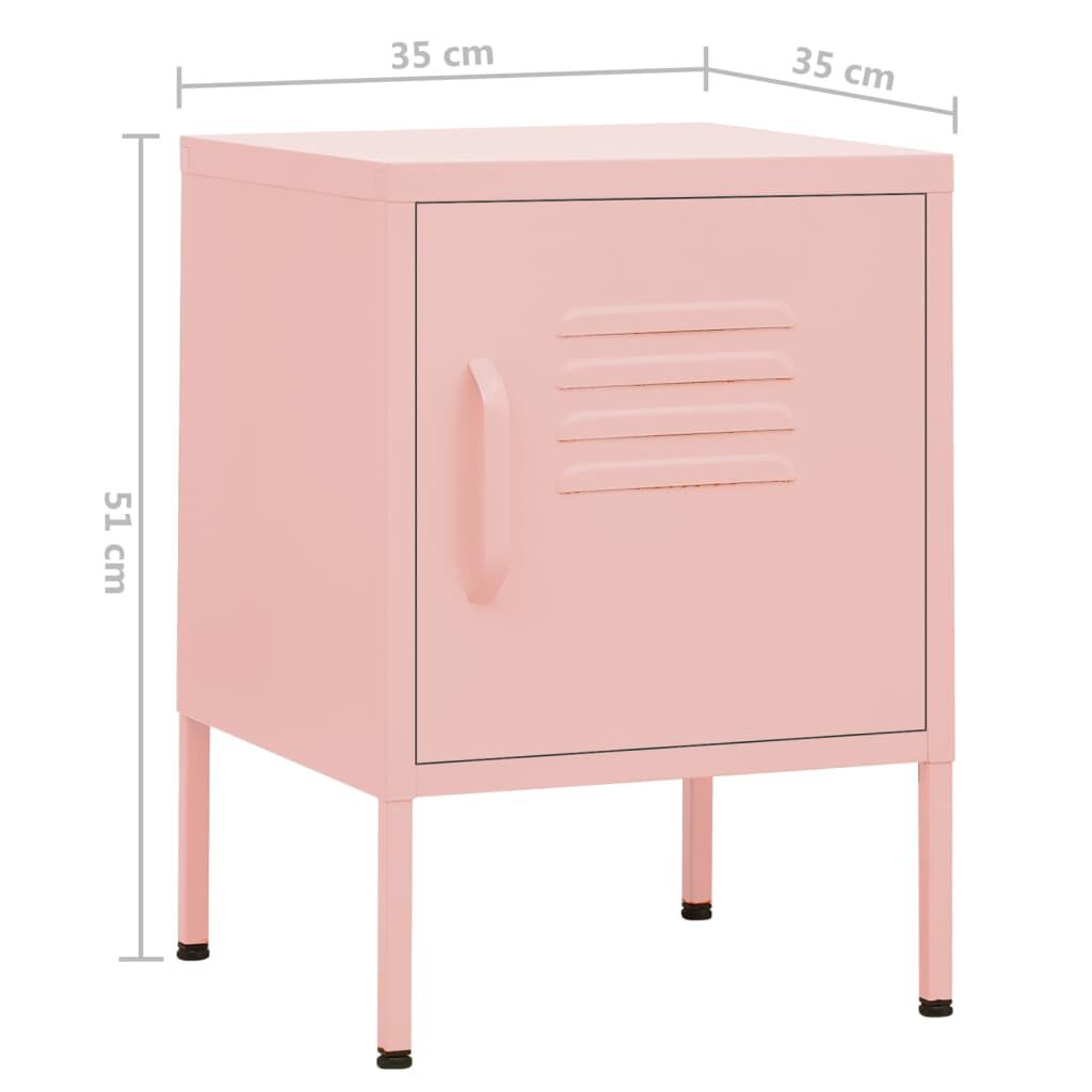 vidaXL Κομοδίνο Ροζ 35 x 35 x 51 εκ. από Ατσάλι