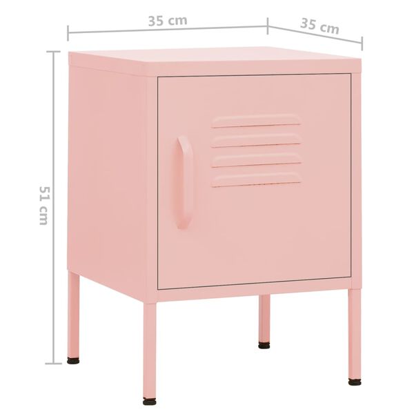 vidaXL Κομοδίνο Ροζ 35 x 35 x 51 εκ. από Ατσάλι