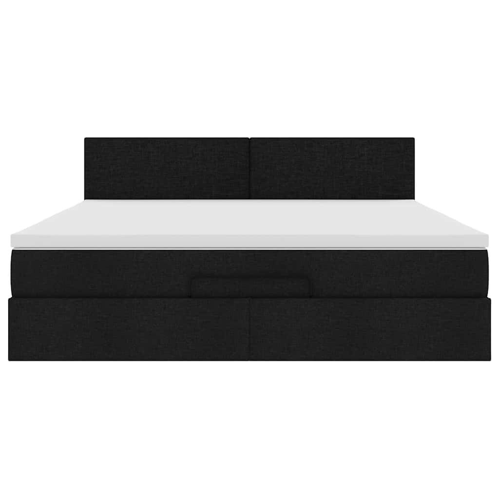 vidaXL Οθωμανικό κρεβάτι με στρώμα Μαύρο 180x200cm Ύφασμα