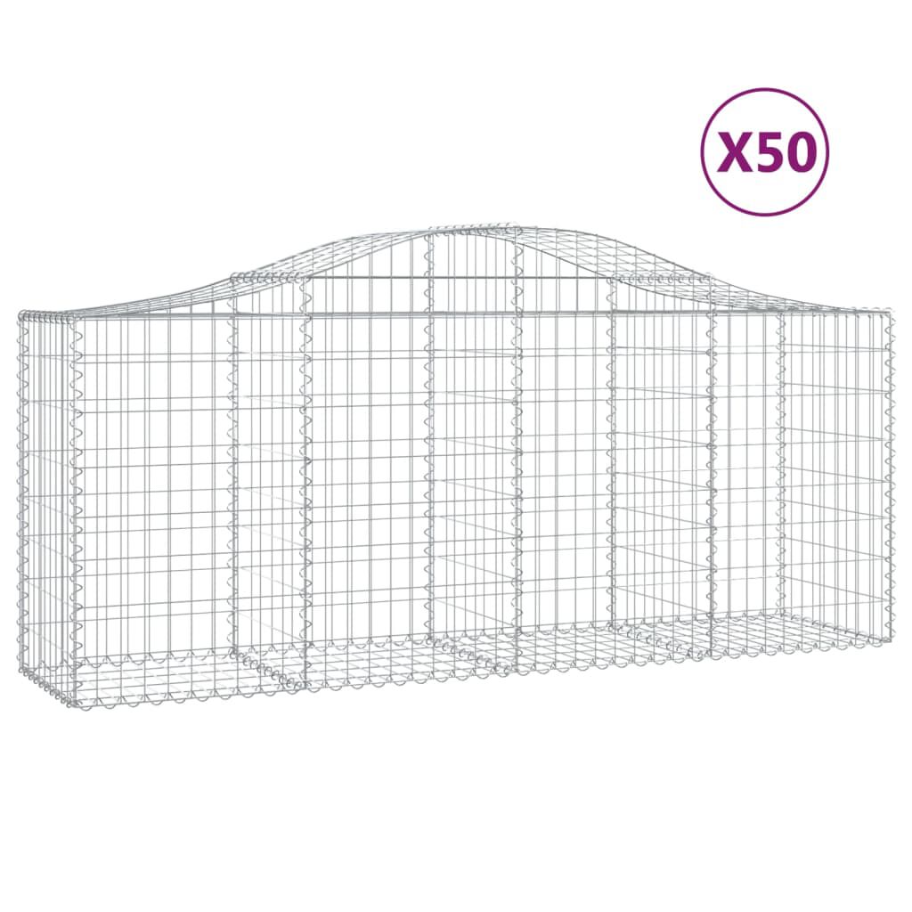 vidaXL Συρματοκιβώτια Τοξωτά 50 τεμ. 200x50x80/100 εκ. Γαλβαν. Ατσάλι