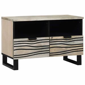 vidaXL Ντουλάπι TV με συρτάρι Λευκό 70 x 33 x 46 εκ Μασίφ ξύλο μάνγκο