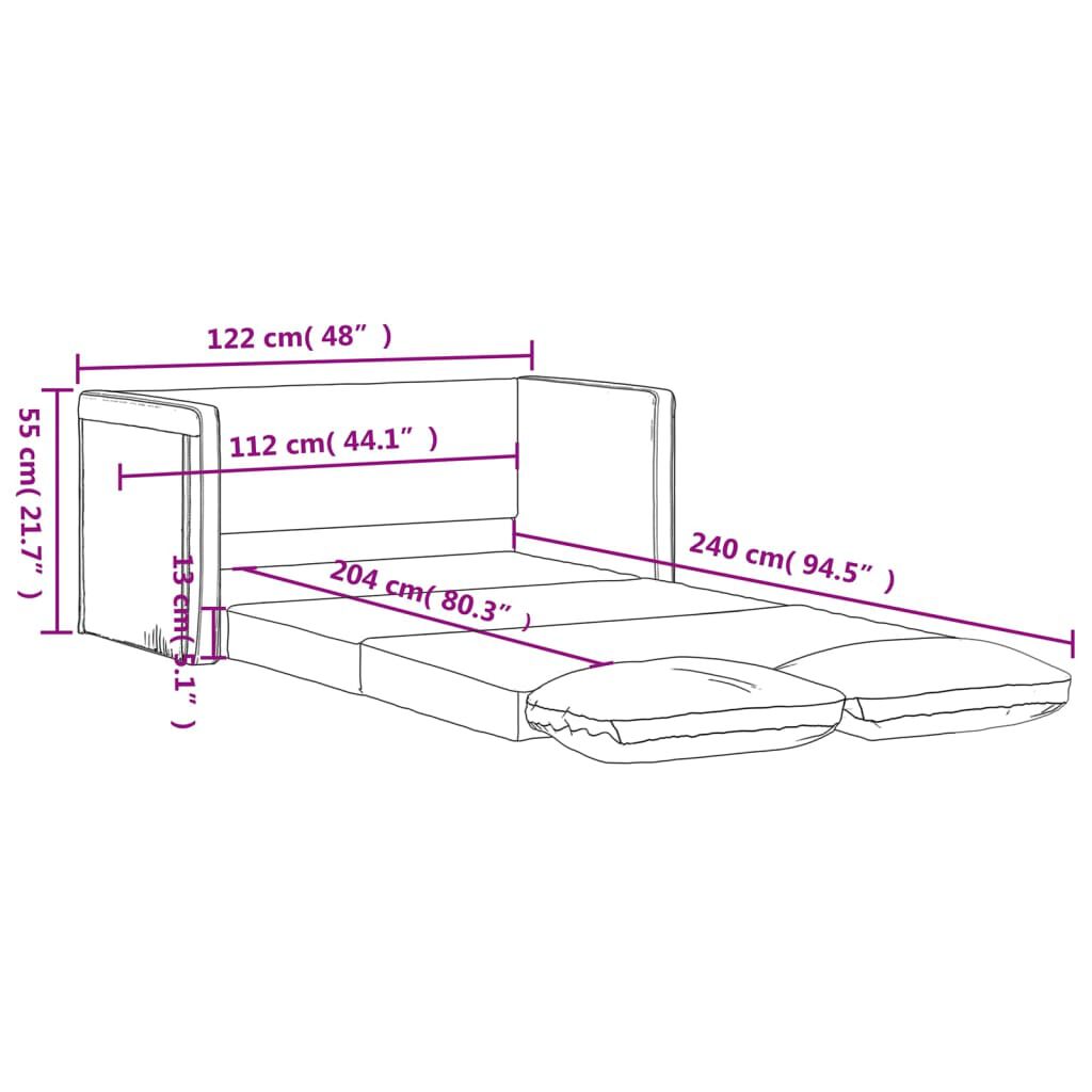 vidaXL Καναπές-Κρεβάτι Δαπέδου 2 σε 1 Μπορντό 122x204x55εκ. Βελούδινος