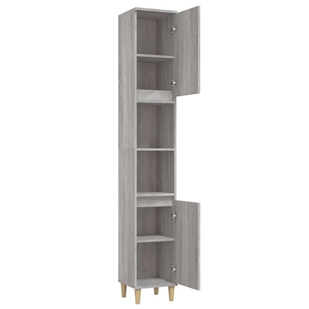 vidaXL Ντουλάπι Μπάνιου Γκρι Sonoma 30x30x190 εκ. Επεξεργασμένο Ξύλο
